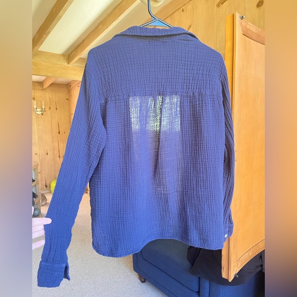 Michael Stars Admiral (Navy) Leo Gauze Button-Down Shirt and Susie Pants Set, M. - Picture 2 of 11